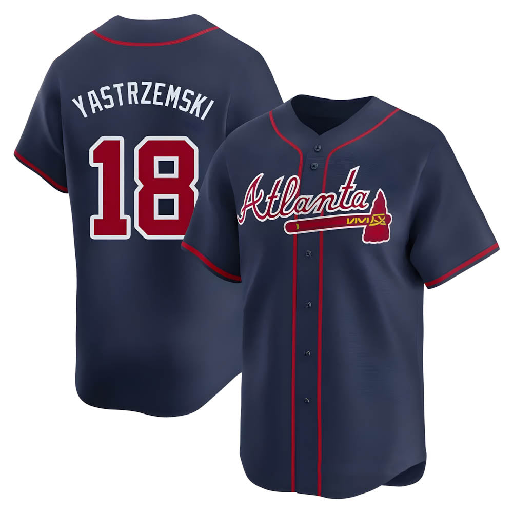 Seanshop A.Braves #18 Mike Yastrzemski player Navy Limited Alternate Stitched Jerseys