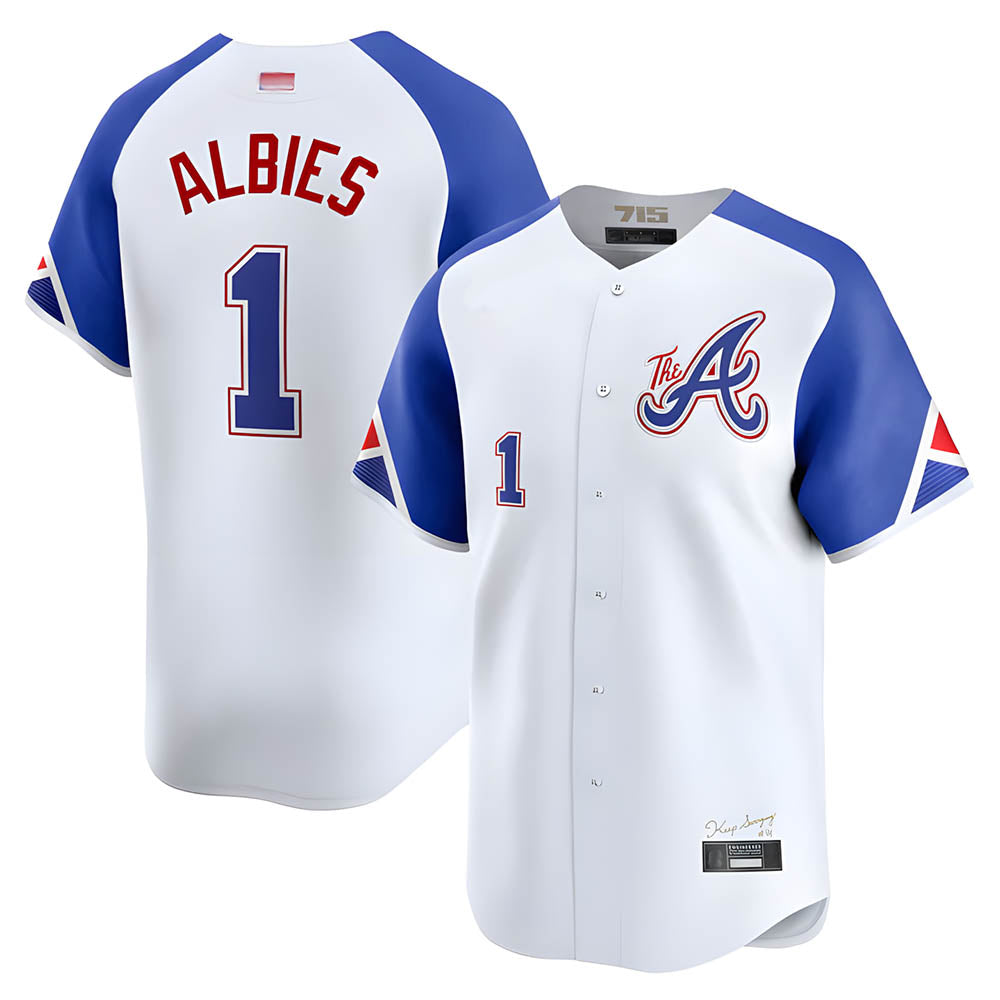 Seanshop A.Braves #1 Ozzie Albies Player Blue City Connect Stitched Jerseys