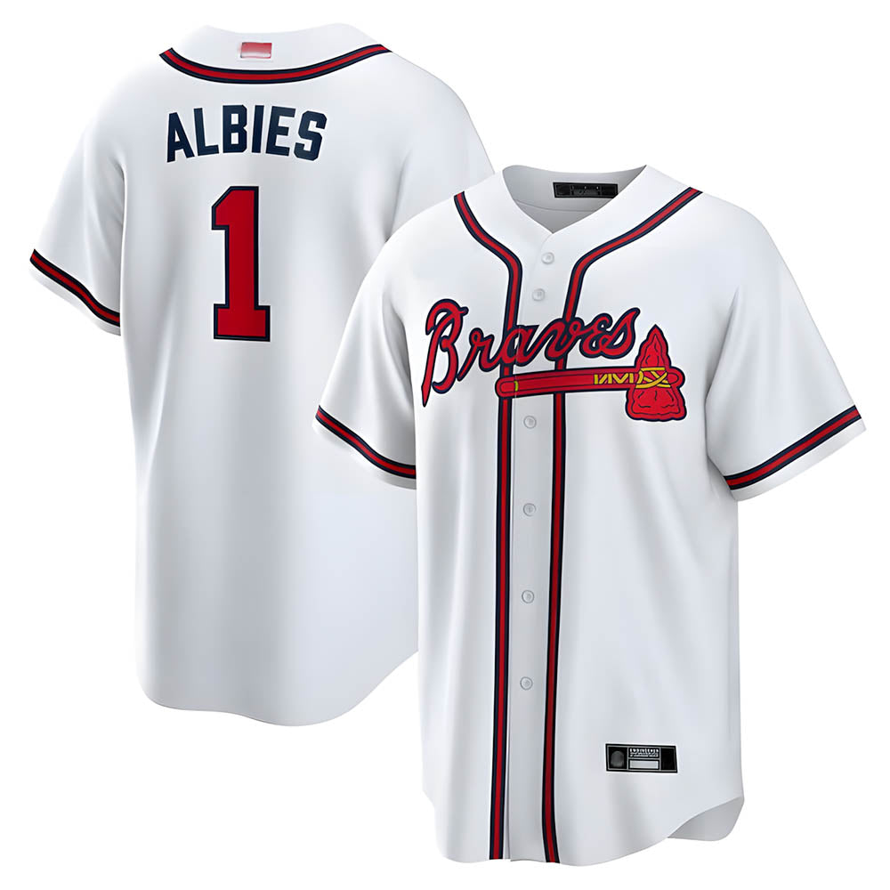Seanshop A.Braves #1 Ozzie Albies Player White Alternate Stitched Jerseys