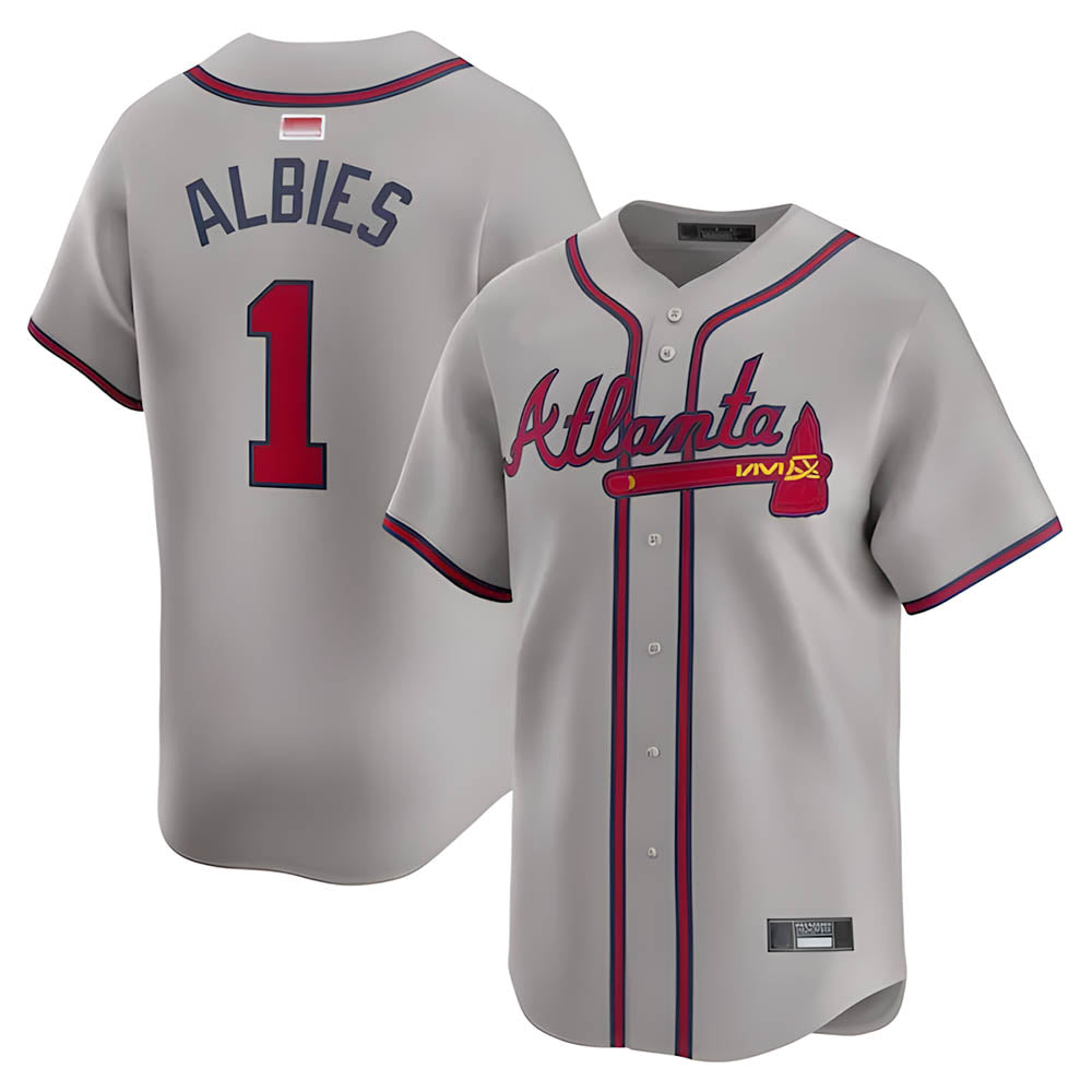 Seanshop A.Braves #1 Ozzie Albies Player Gray Vapor Premier City Connect Premium Stitched Jerseys