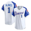 Seanshop A.Braves #1 Ozzie Albies Player White Limited Throwback Cooperstown Collection Stitched Jerseys