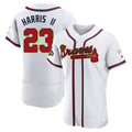 Seanshop A.Braves #23 Michael Harris II player White&Gold Authentic Program Stitched Jerseys