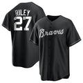 Seanshop A.Braves #27 Austin Riley Player Black&White Replica Stitched Jerseys
