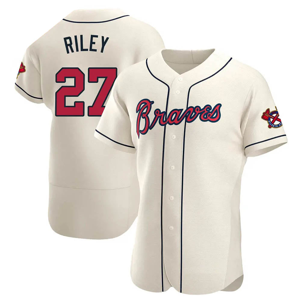 Seanshop A.Braves #27 Austin Riley Player Cream Authentic Alternate Stitched Jerseys
