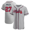 Seanshop A.Braves #27 Austin Riley Player Gray Authentic Road Stitched Jerseys