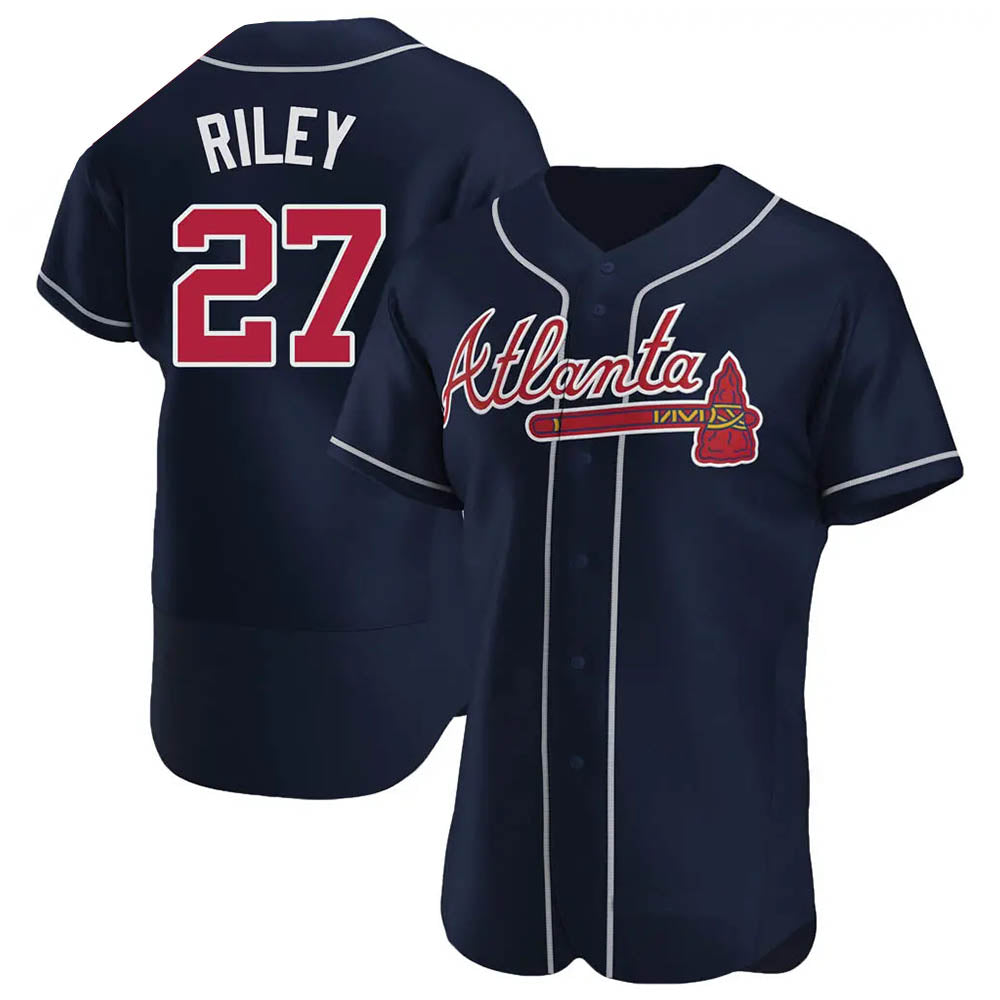Seanshop A.Braves #27 Austin Riley Player Navy Authentic Alternate Stitched Jerseys
