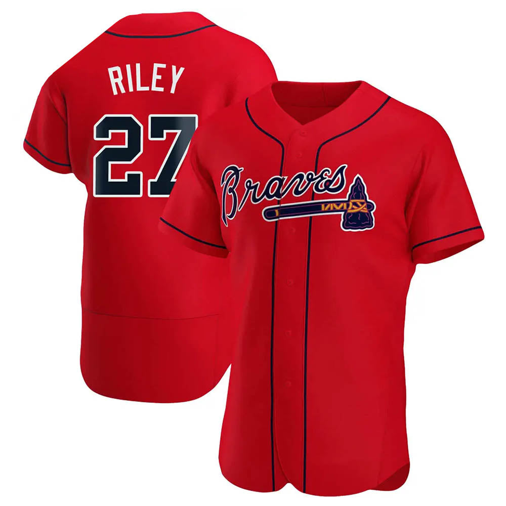 Seanshop A.Braves #27 Austin Riley Player Red Authentic Alternate Stitched Jerseys