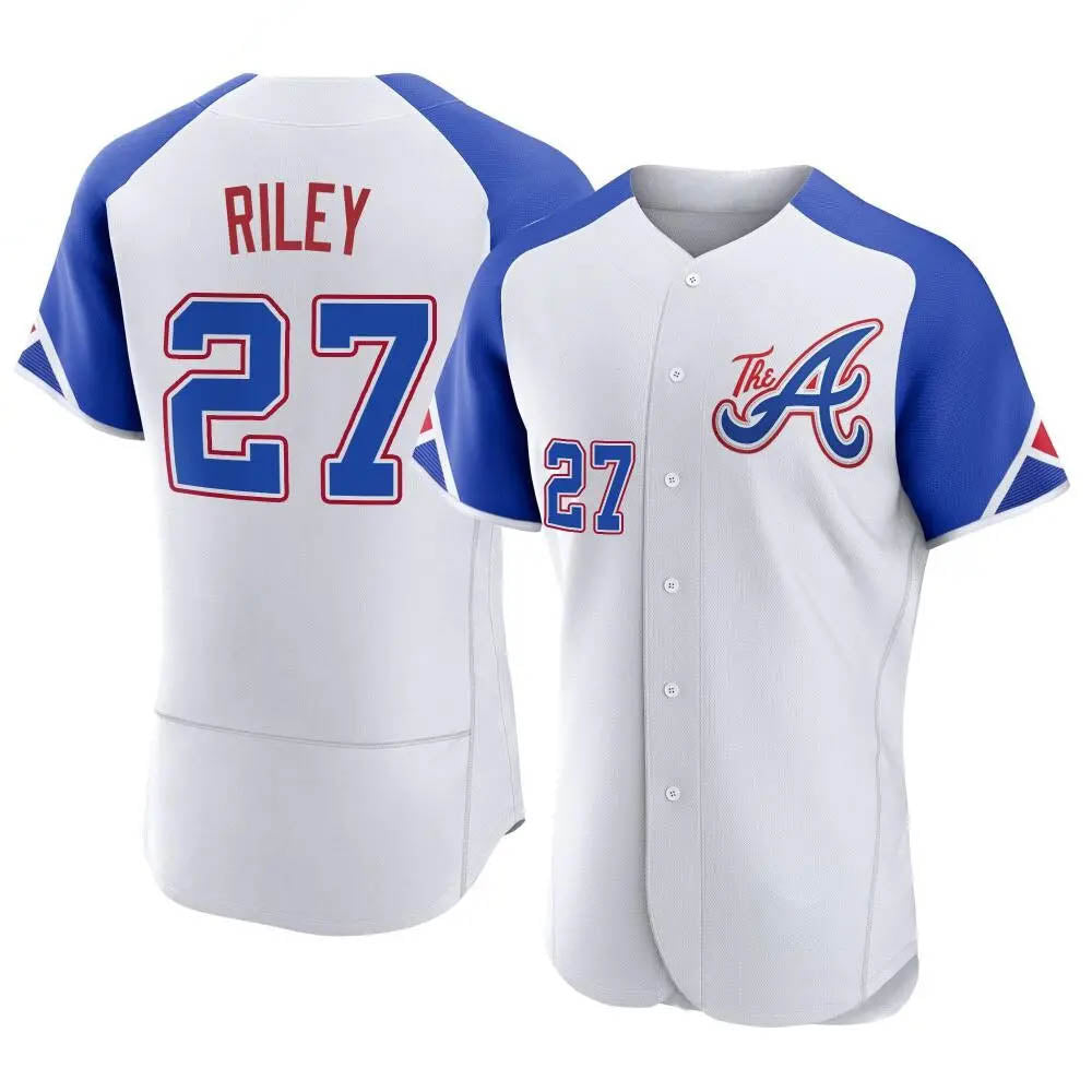 Seanshop A.Braves #27 Austin Riley Player White Authentic City Connect Stitched Jerseys