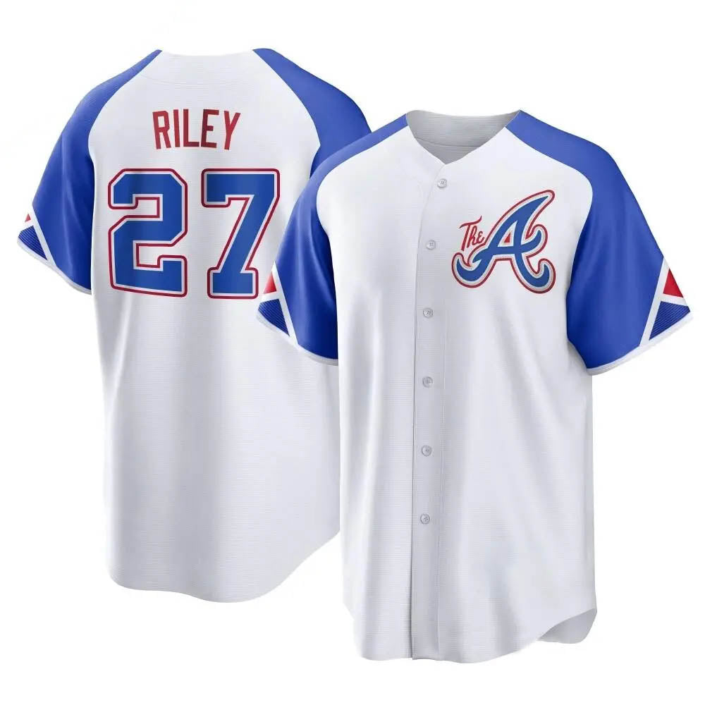 Seanshop A.Braves #27 Austin Riley Player White Replica City Connect Stitched Jerseys