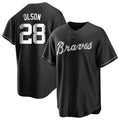 Seanshop A.Braves #28 Matt Olson Player Black&White Replica Stitched Jerseys