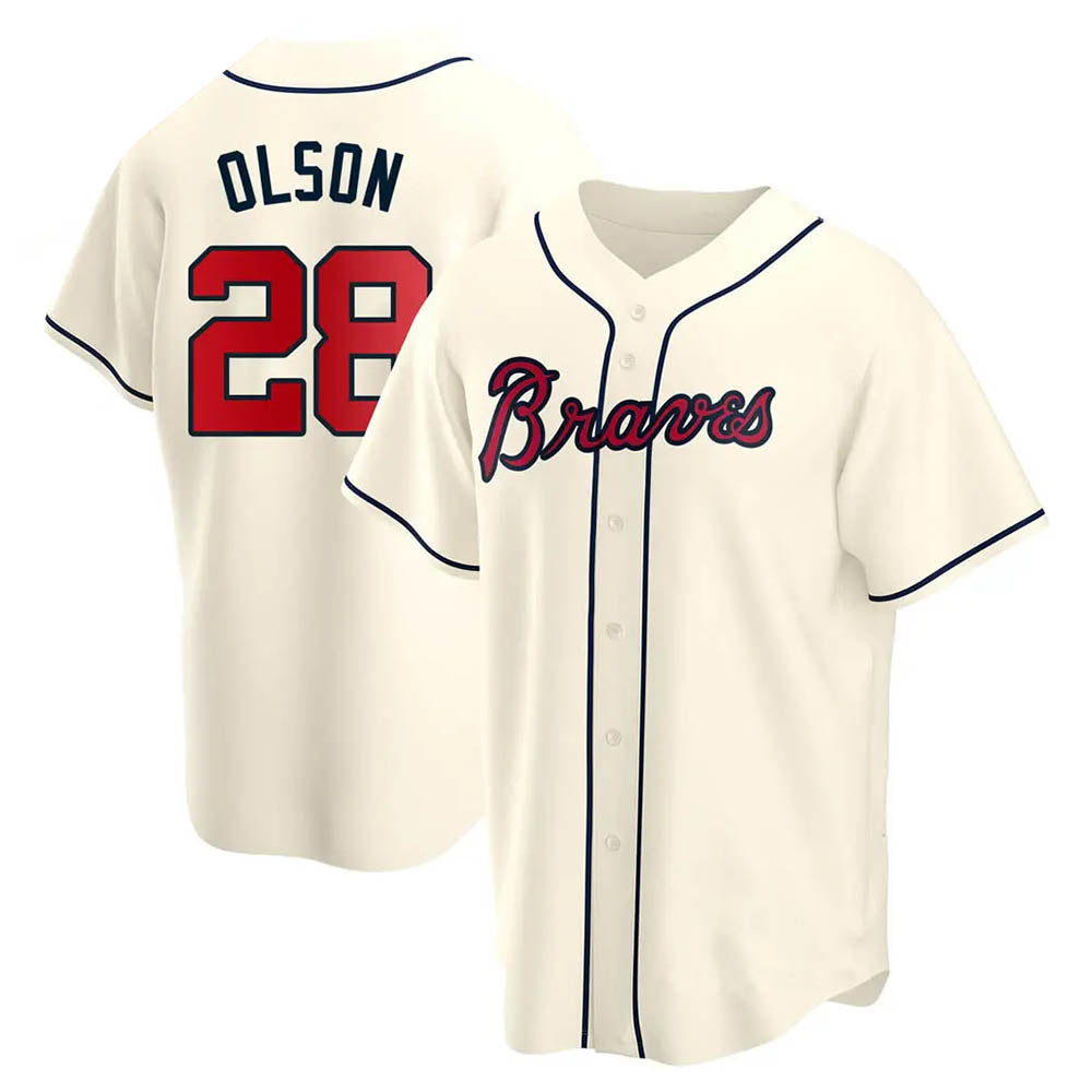 Seanshop A.Braves #28 Matt Olson Player Cream Replica Alternate Stitched Jerseys