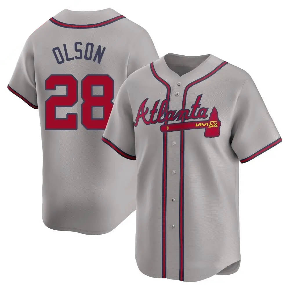 Seanshop A.Braves #28 Matt Olson Player Gray Limited Away Stitched Jerseys