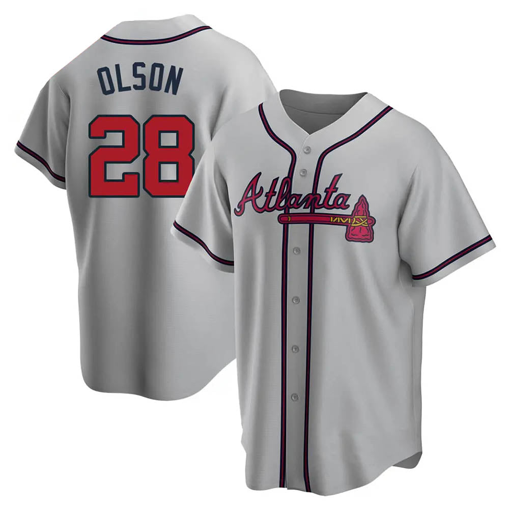 Seanshop A.Braves #28 Matt Olson Player Gray Replica Road Stitched Jerseys