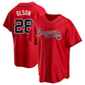Seanshop A.Braves #28 Matt Olson Player Red Replica Alternate Stitched Jerseys