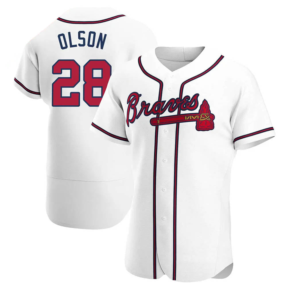 Seanshop A.Braves #28 Matt Olson Player White Authentic Home Stitched Jerseys