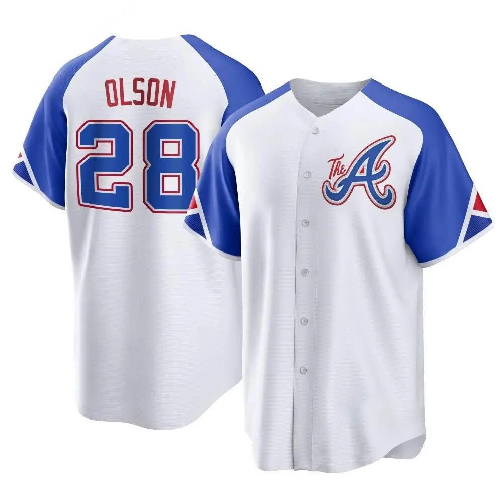 Seanshop A.Braves #28 Matt Olson Player White Replica City Connect Stitched Jerseys