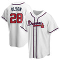 Seanshop A.Braves #28 Matt Olson Player White Replica Home Stitched Jerseys