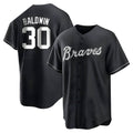 Seanshop A.Braves #30 Drake Baldwin player Black&White Replica Stitched Jerseys