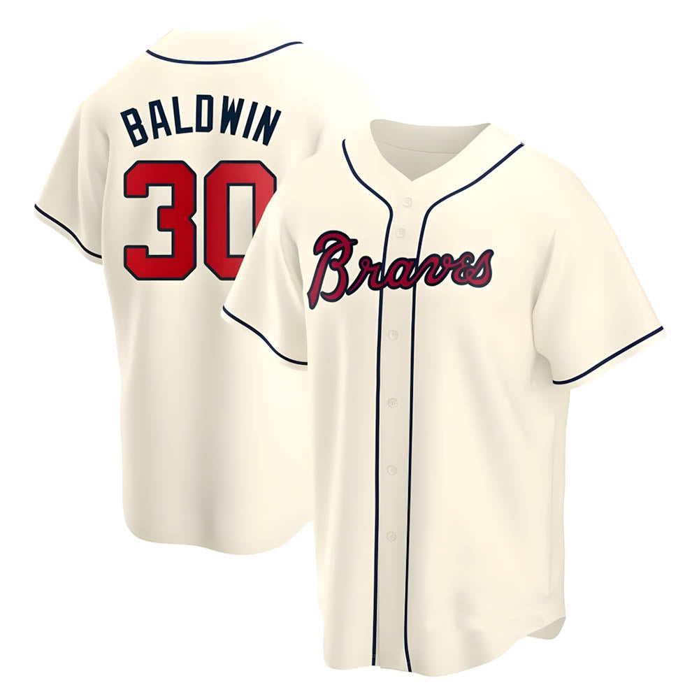 Seanshop A.Braves #30 Drake Baldwin player Cream Replica Alternate Stitched Jerseys