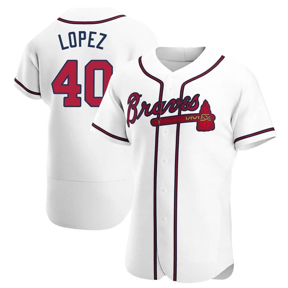Seanshop A.Braves #40 Reynaldo Lopez player White Authentic Home Stitched Jerseys