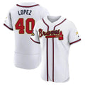 Seanshop A.Braves #40 Reynaldo Lopez player White&Gold Authentic Program Stitched Jerseys