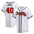 Seanshop A.Braves #40 Reynaldo Lopez player White&Gold Replica Program Stitched Jerseys