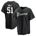 Seanshop A.Braves #51 Chris Sale Player White&Black Replica Stitched Jerseys