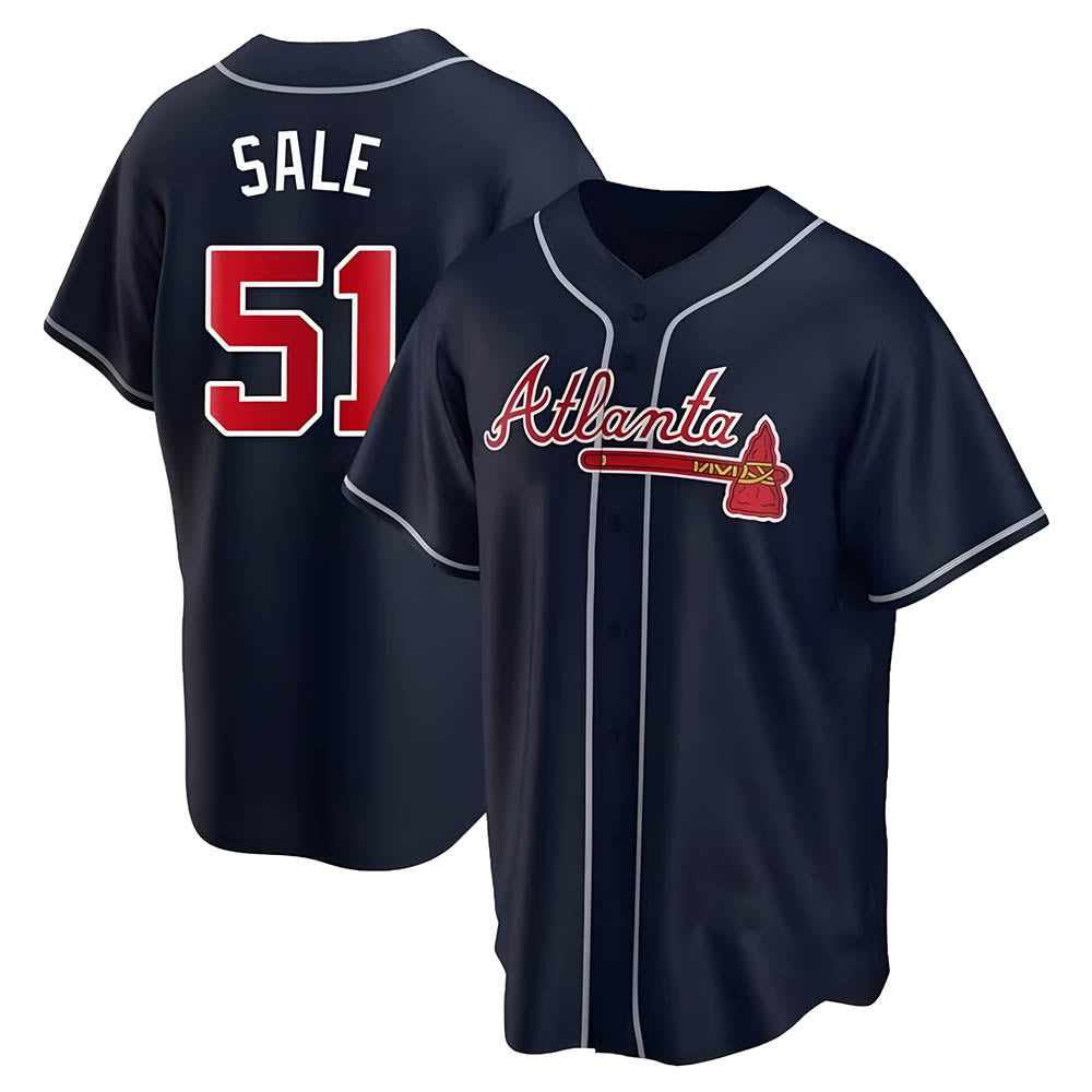 Seanshop A.Braves #51 Chris Sale Player Navy City Connect Stitched Jerseys