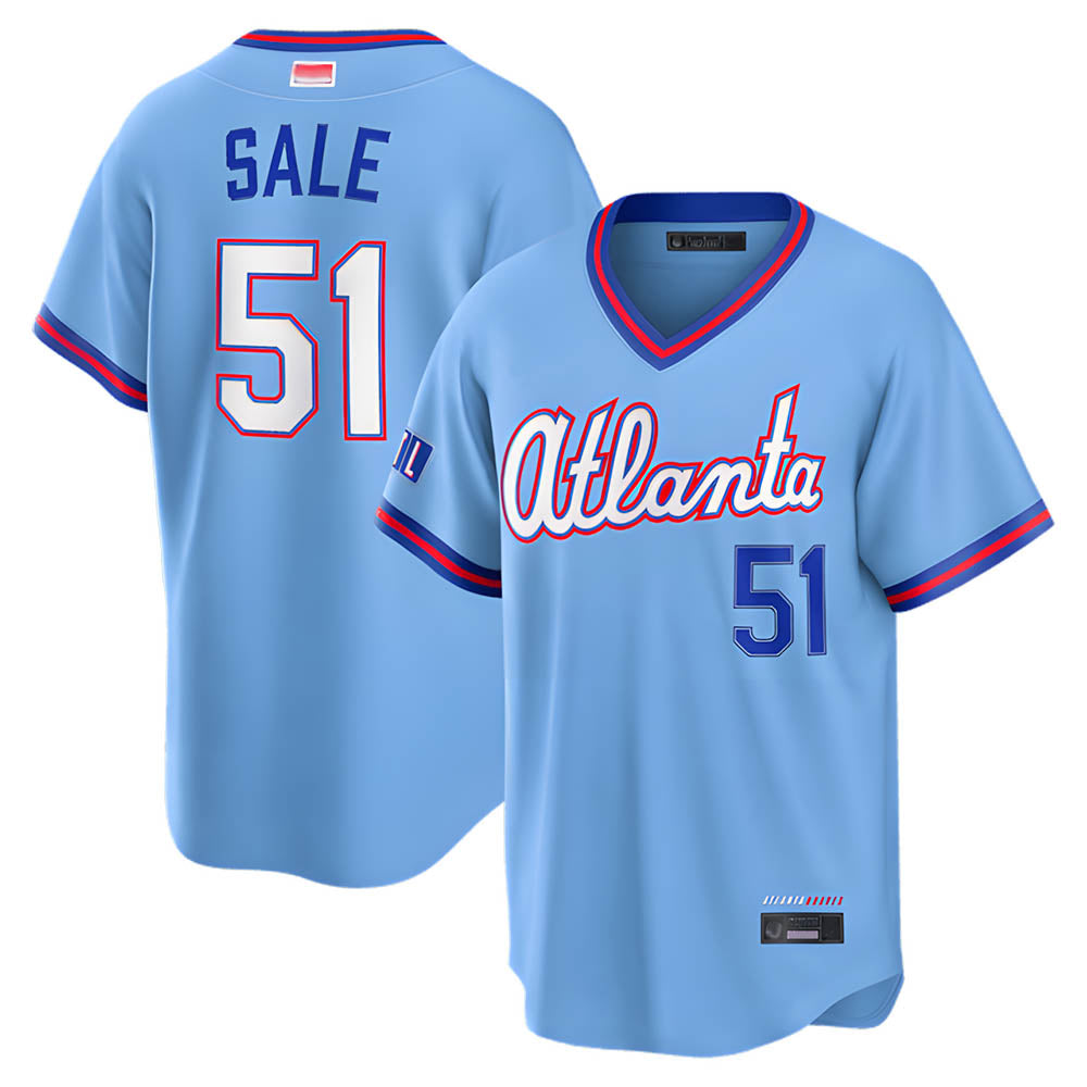 Seanshop A.Braves #51 Chris Sale Player Powder Blue 2026 City Connect T shirt Stitched Jerseys