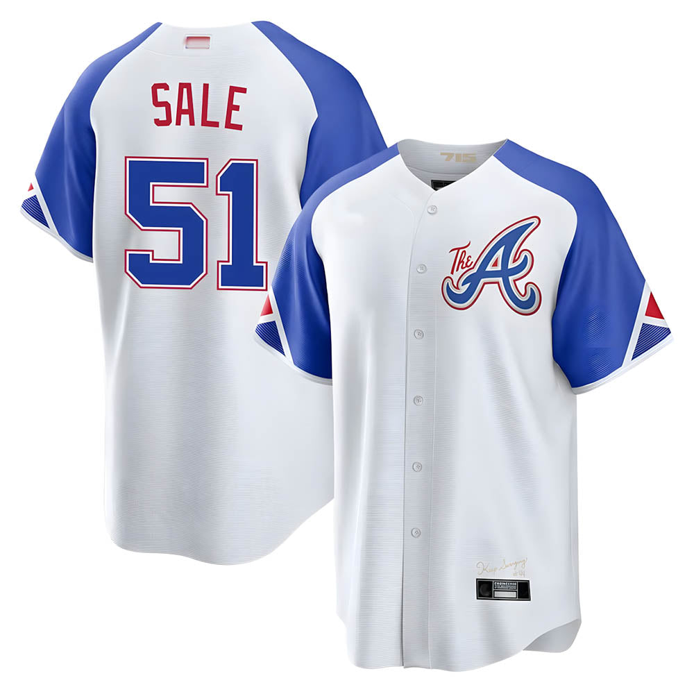 Seanshop A.Braves #51 Chris Sale Player White City Connect Limited Stitched Jerseys