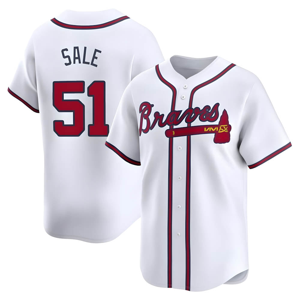 Seanshop A.Braves #51 Chris Sale Player White Limited Home Stitched Jerseys