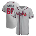 Seanshop A.Braves #66 Grant Holmes Player Gray Authentic Road Stitched Jerseys