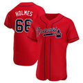 Seanshop A.Braves #66 Grant Holmes Player Red Authentic Alternate Stitched Jerseys