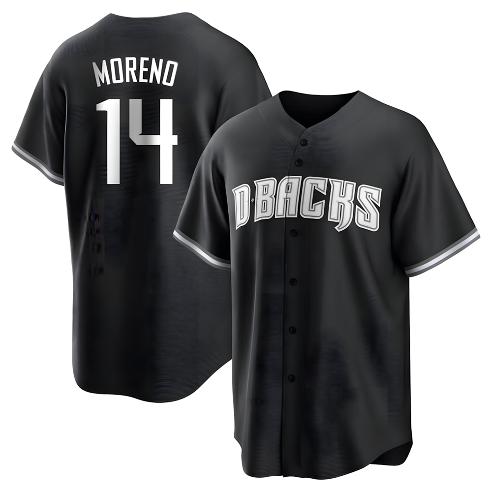 Seanshop A.Diamondbacks #14 Gabriel Moreno Player Black jersey White Replica Stitched Jerseys