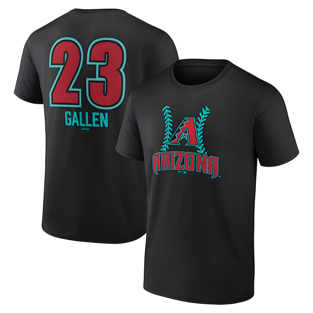 Seanshop A.Diamondbacks #23 Zac Gallen Player Black Fuse City Connect round collar T shirt Stitched Jerseys