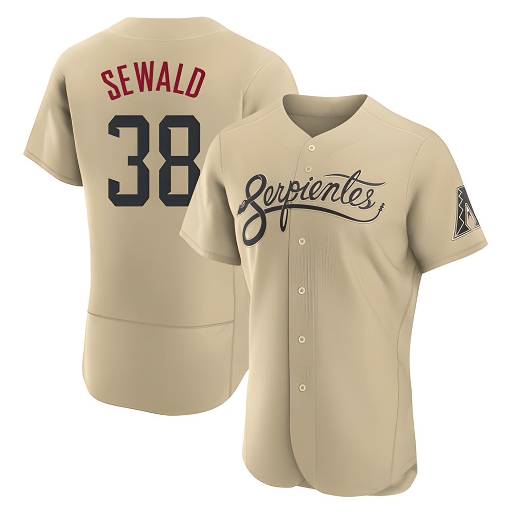 Seanshop A.Diamondbacks #38 Paul Sewald Player Gold Authentic City Connect Stitched Jersey