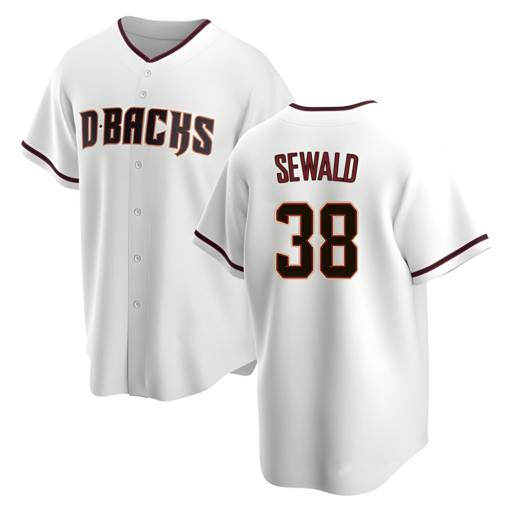 Seanshop A.Diamondbacks #38 Paul Sewald Player White Replica Home Stitched Jersey