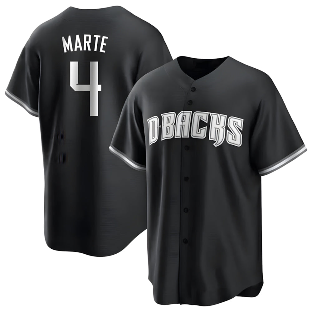 Seanshop A.Diamondbacks #4 Ketel Marte Player Black Pointed collar Replica Game Stitched Jerseys