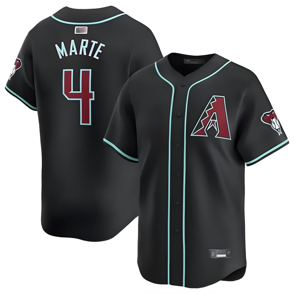 Seanshop A.Diamondbacks #4 Ketel Marte Player Black Replica Game Stitched Jerseys