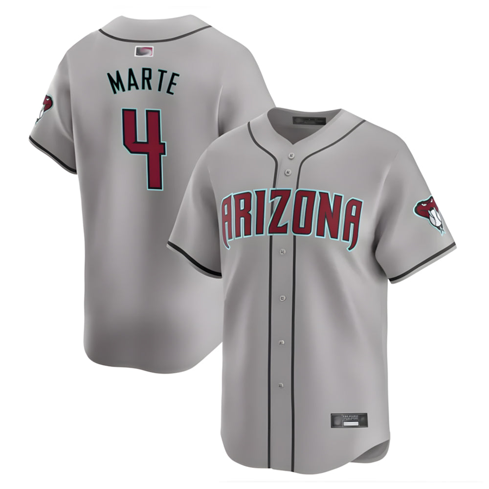 Seanshop A.Diamondbacks #4 Ketel Marte Player Gray Replica Game Stitched Jerseys