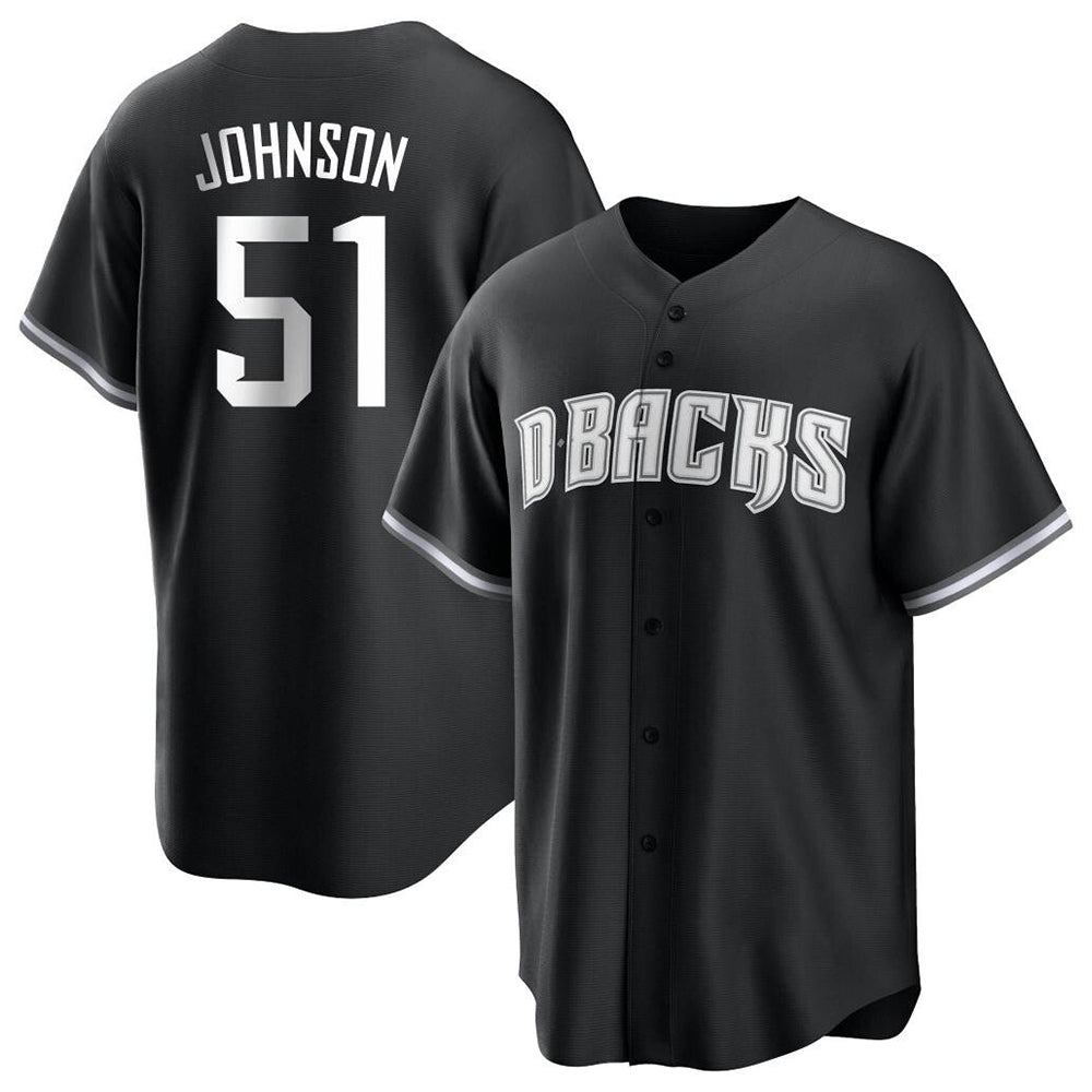 Seanshop A.Diamondbacks #51 Randy Johnson Player Black White Replica Alternate Stitched Jerseys