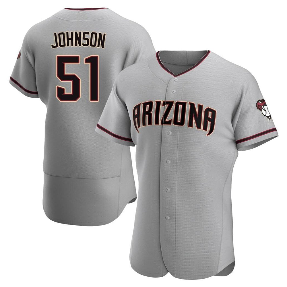 Seanshop A.Diamondbacks #51 Randy Johnson Player Gray Authentic Road Stitched Jerseys