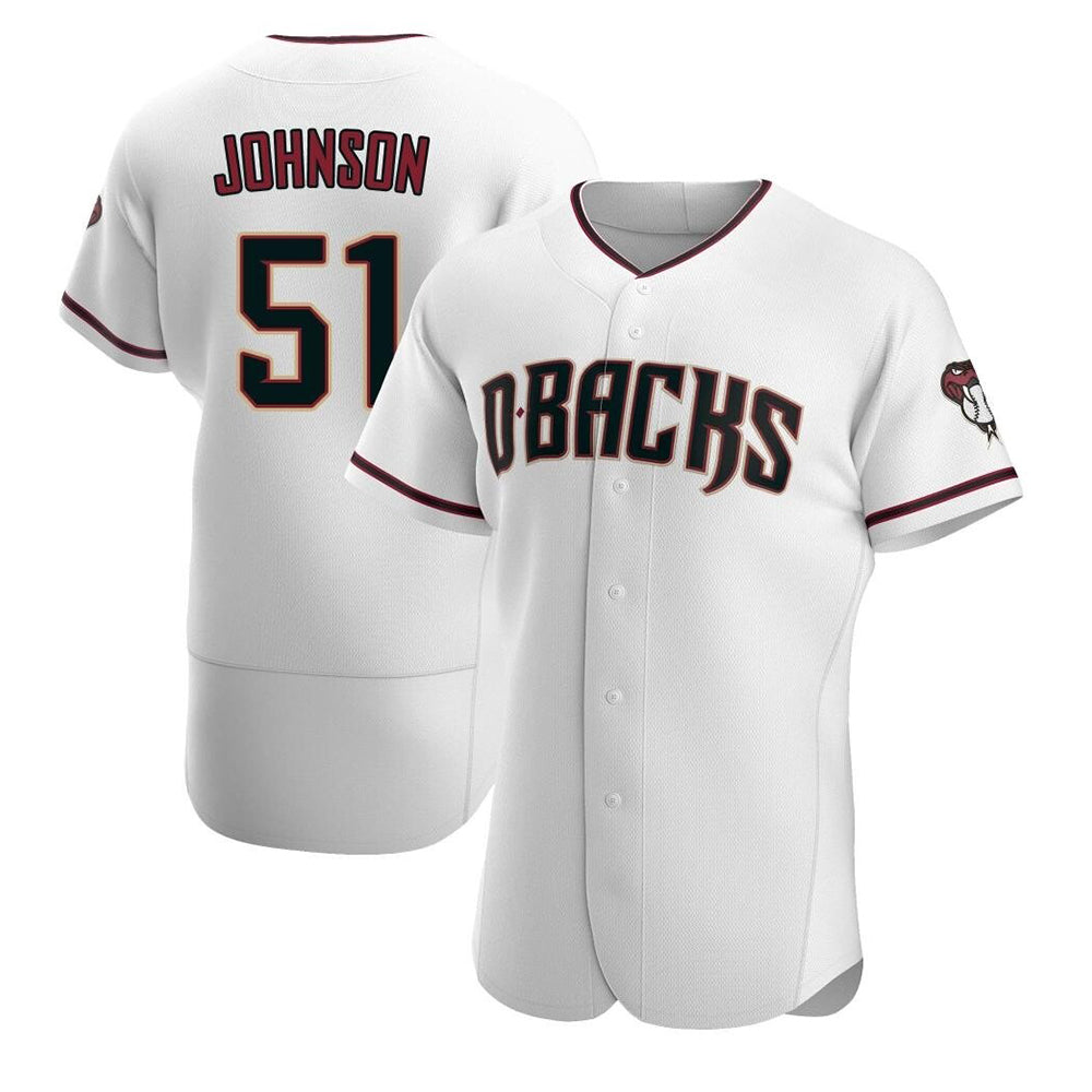Seanshop A.Diamondbacks #51 Randy Johnson White Authentic Crimson Home Stitched Jerseys