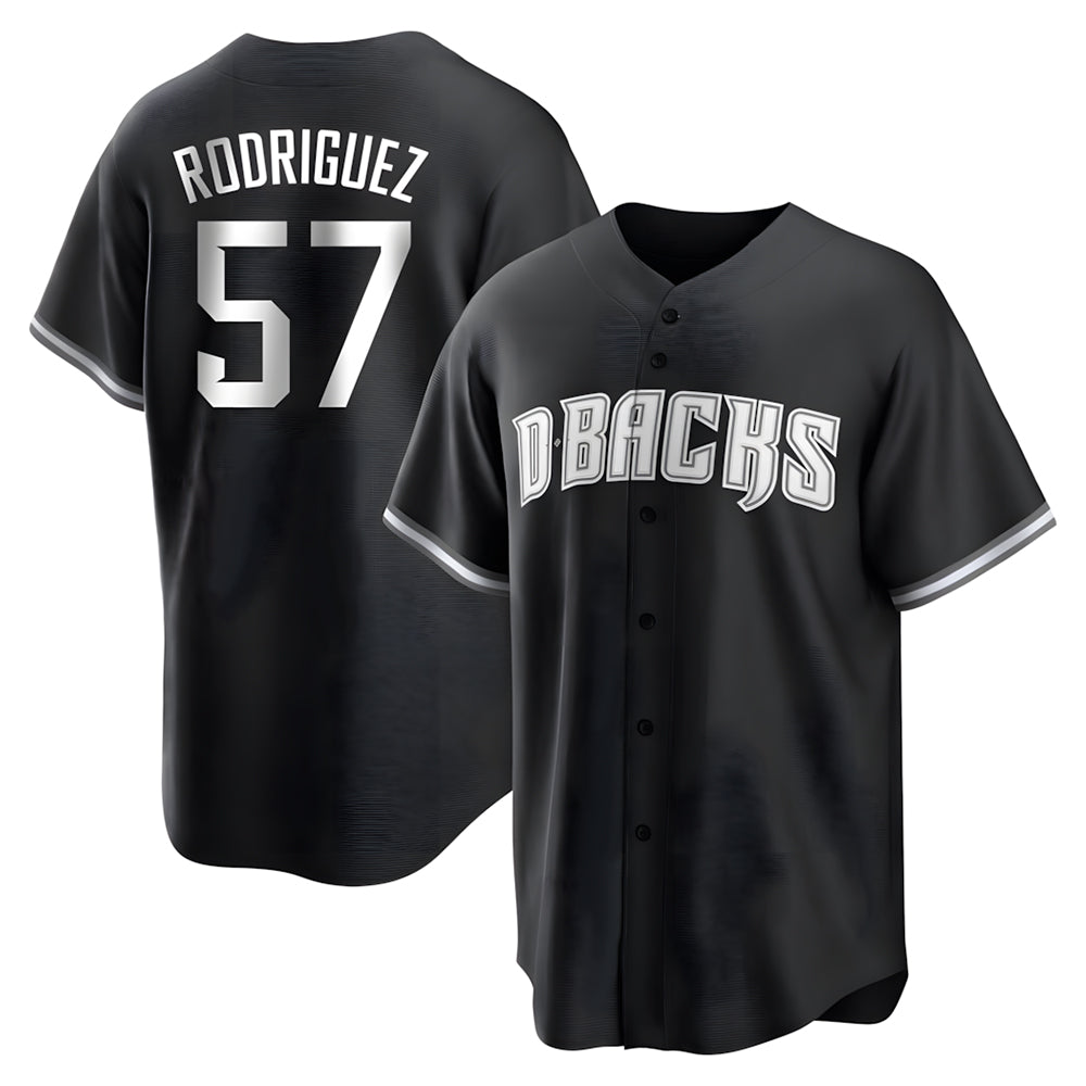 Seanshop A.Diamondbacks #57 Eduardo Rodriguez Player Black White Replica Alternate Stitched Jersey