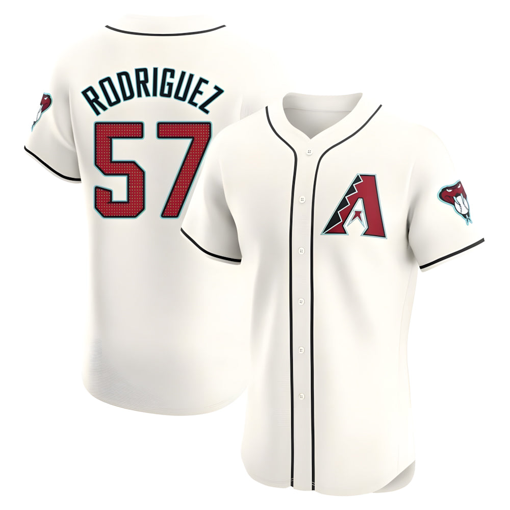 Seanshop A.Diamondbacks #57 Eduardo Rodriguez Player Cream Elite Home Stitched Jersey