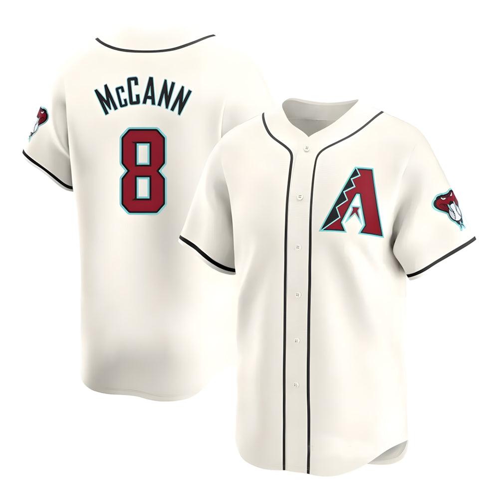 Seanshop A.Diamondbacks #8 James McCann Player White Red Limited Home Stitched Jersey