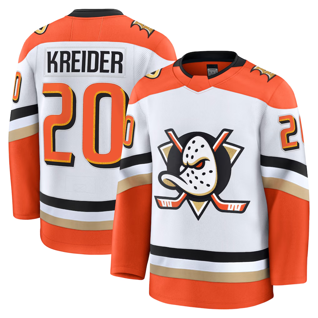 Seanshop A.Ducks #20 Chris Kreider White Away Premium Jerseys