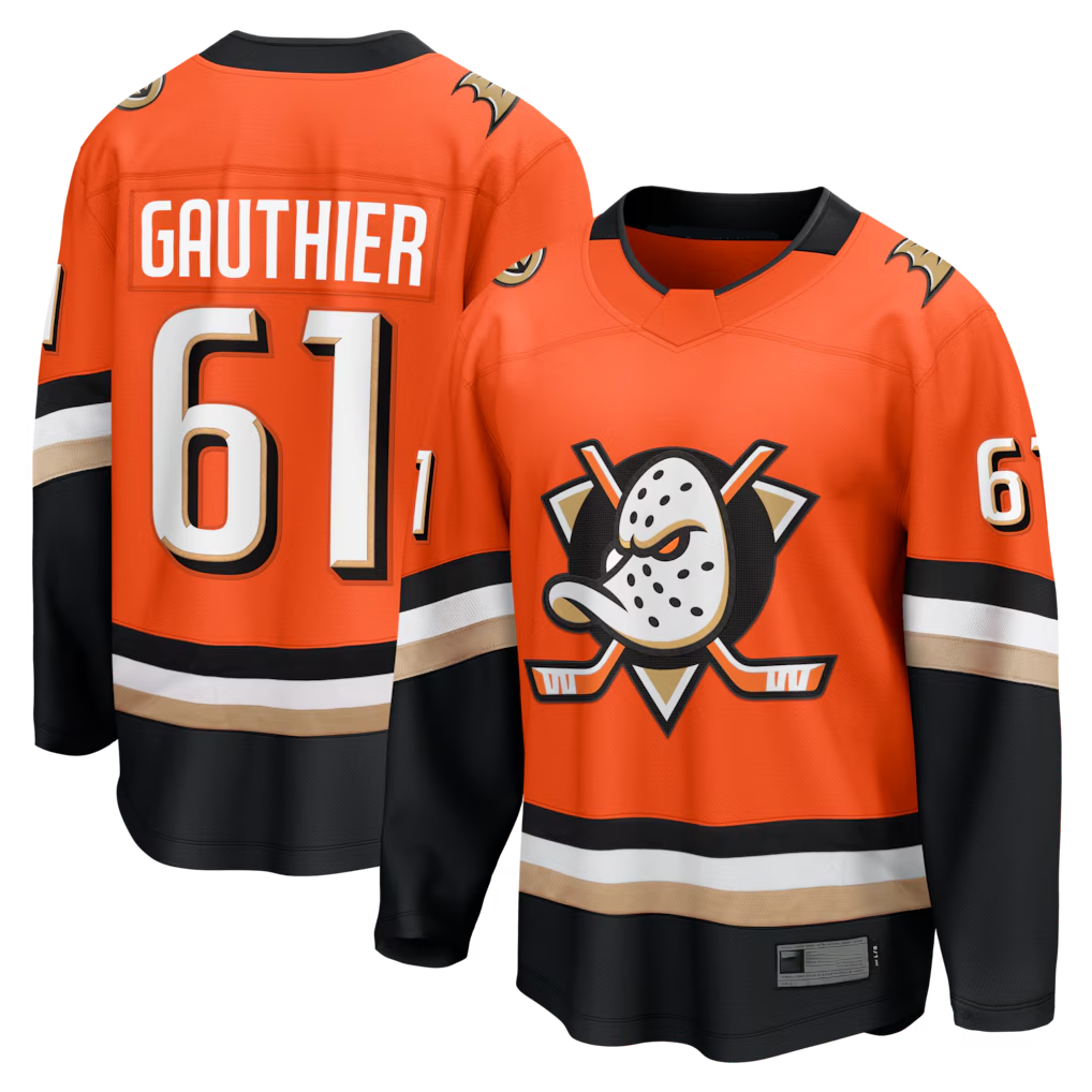 Seanshop A.Ducks #61 Cutter Gauthier Orange Home Breakaway Jerseys