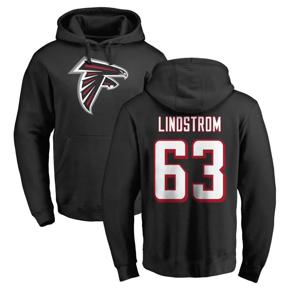 Seanshop A.Falcons #63 Chris Lindstrom Player Black Salute to Service Hoodies Stitched Jerseys