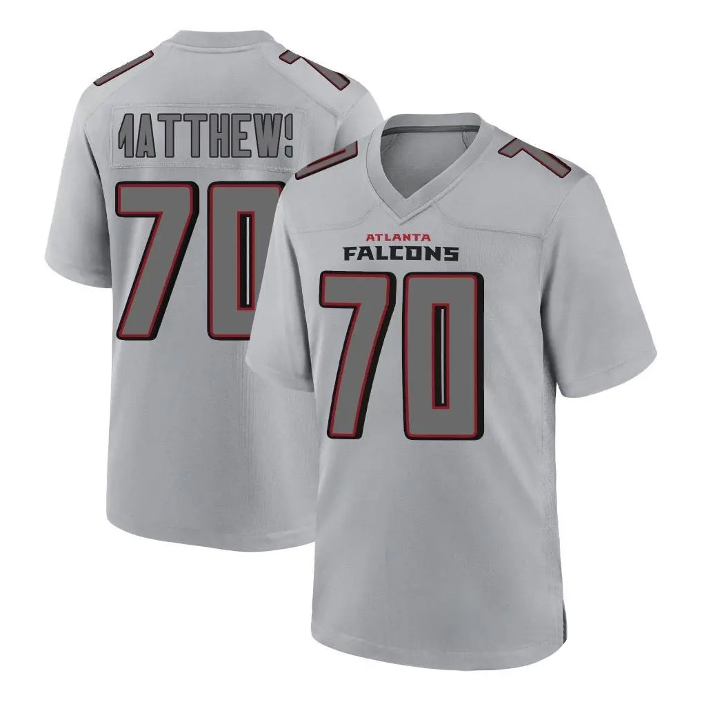 Seanshop A.Falcons #70 Jake Matthews Branch Player Gray Fashion Home Game Stitched Jerseys